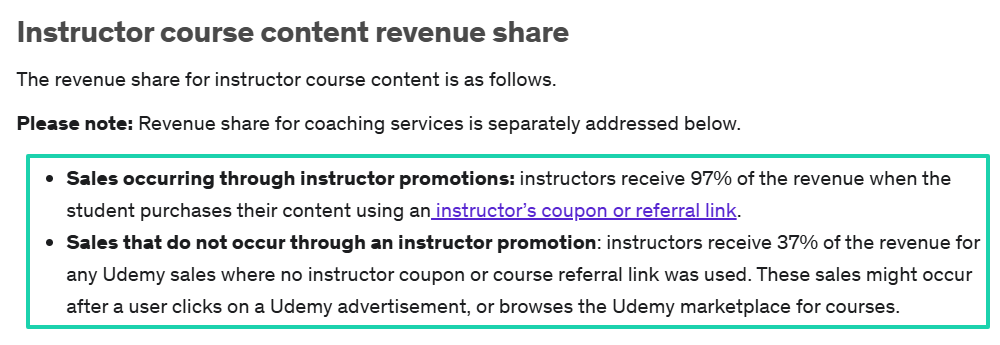 udemy revenue share model