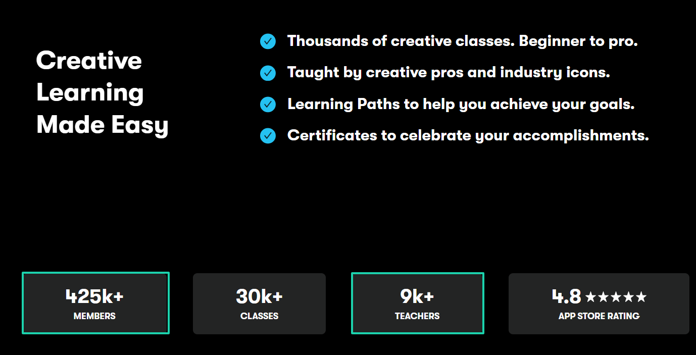 skillshare member population and other metrics