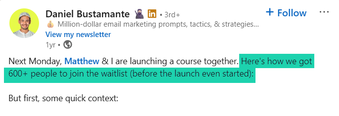 david bustamante linkedin post