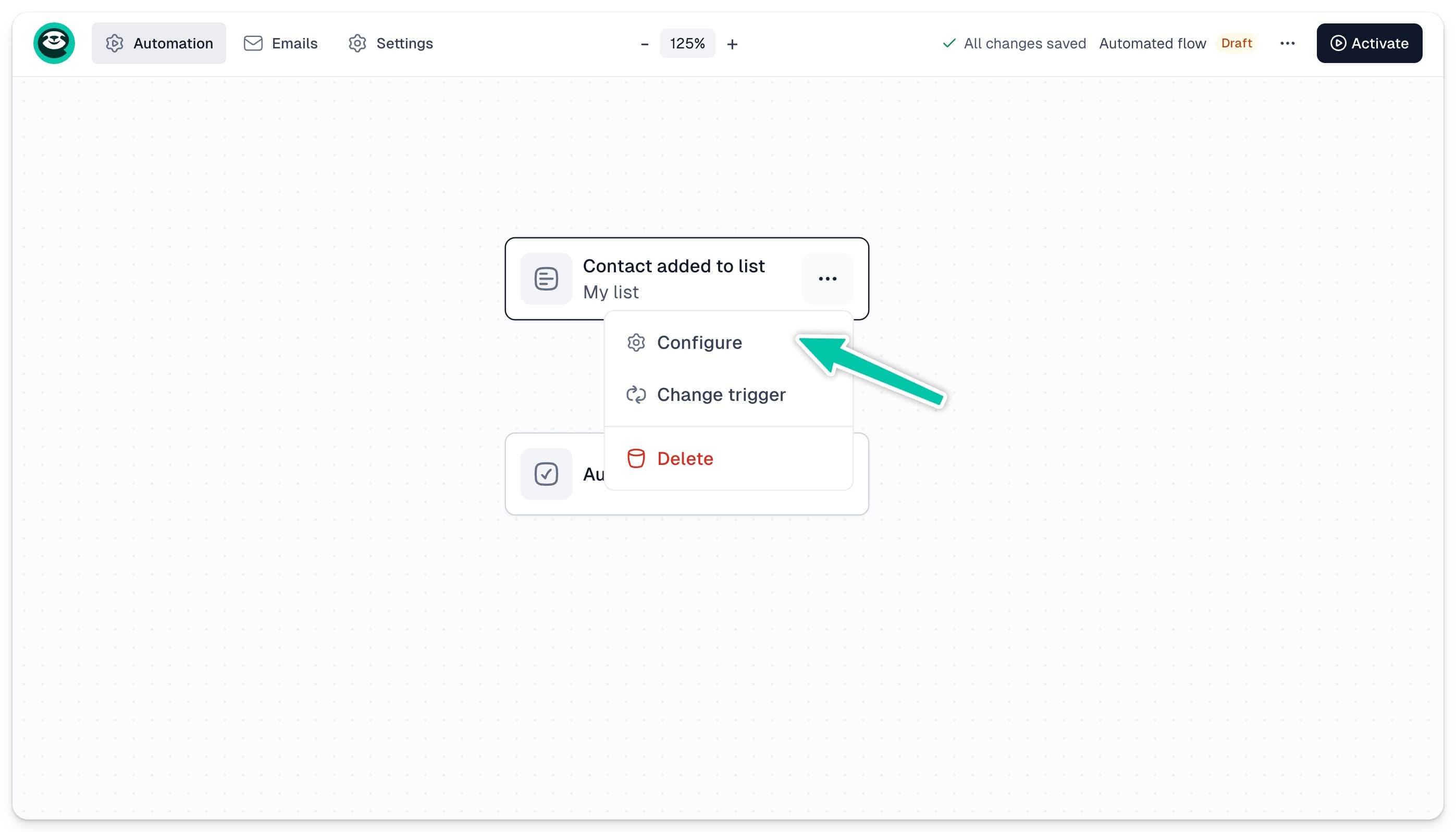 Easymail automation trigger configuration