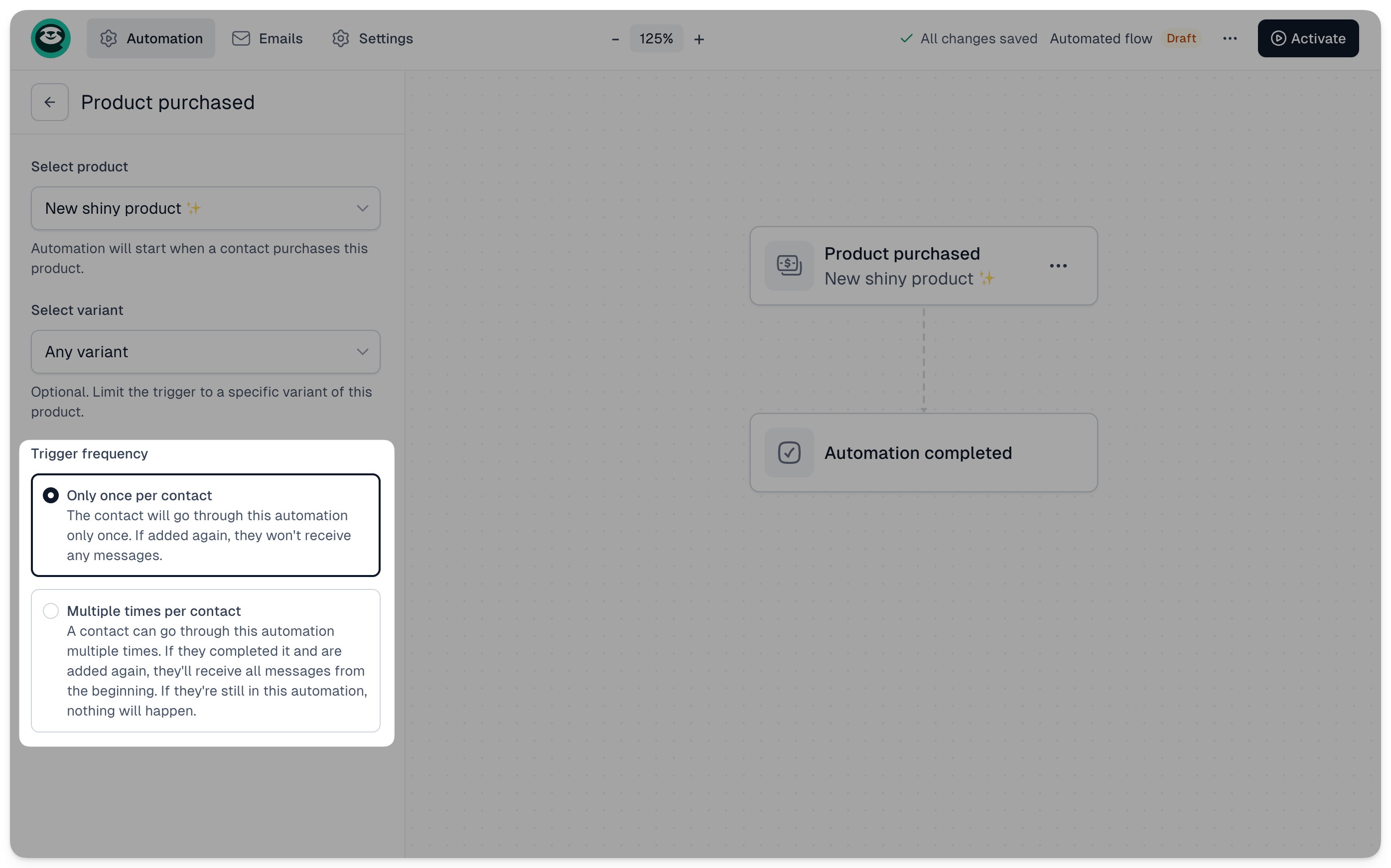 Easymail trigger frequency settings
