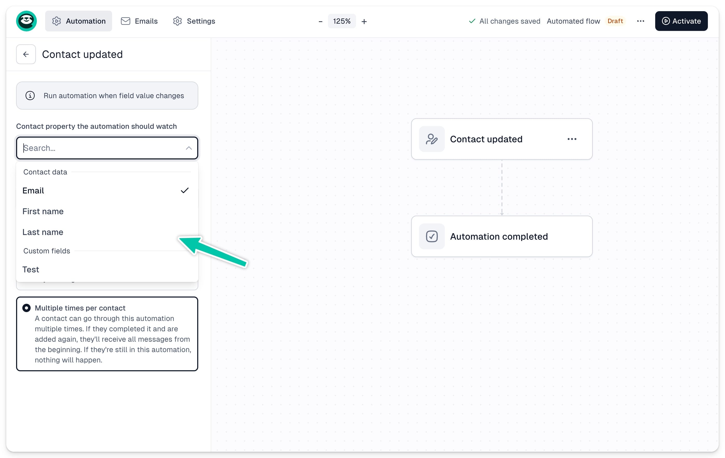 Easymail contact updated trigger