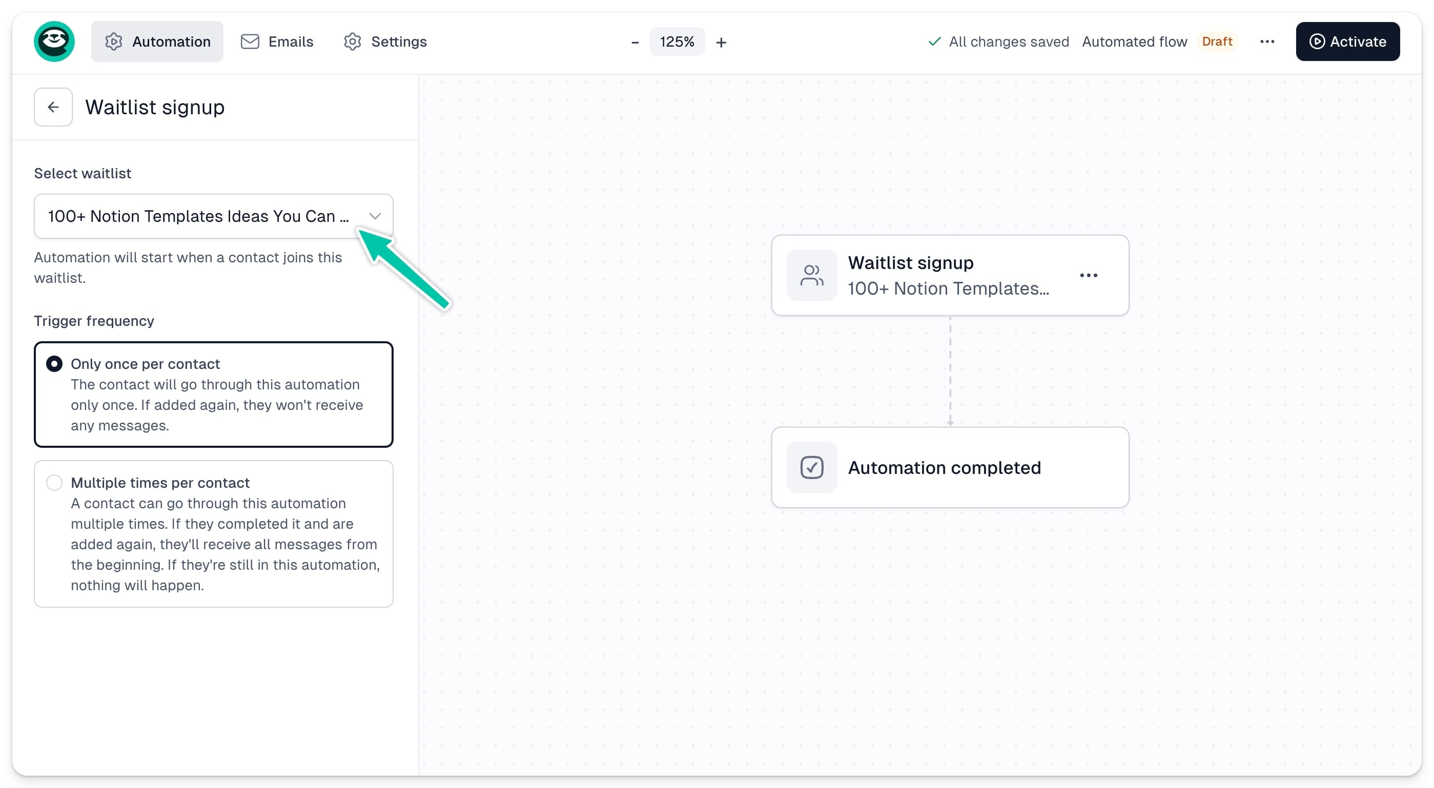 Easymail waitlist trigger