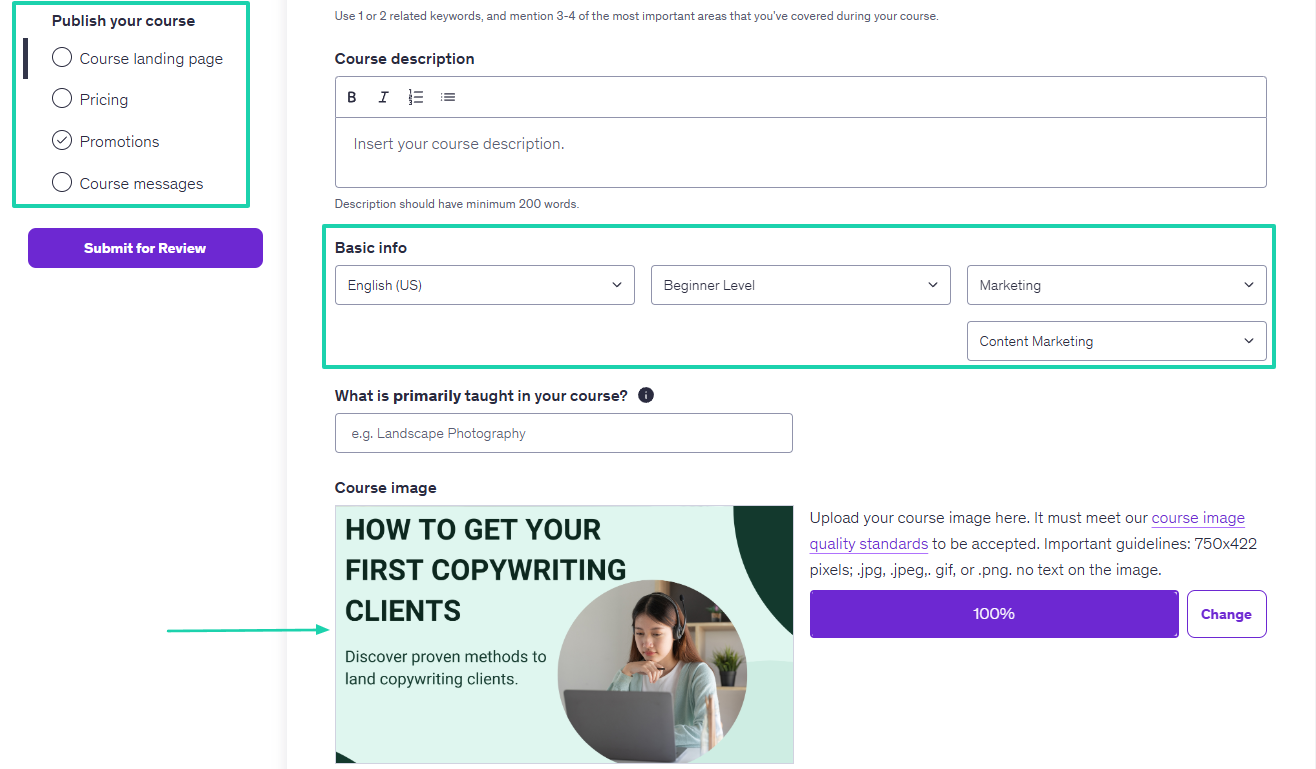 add course image