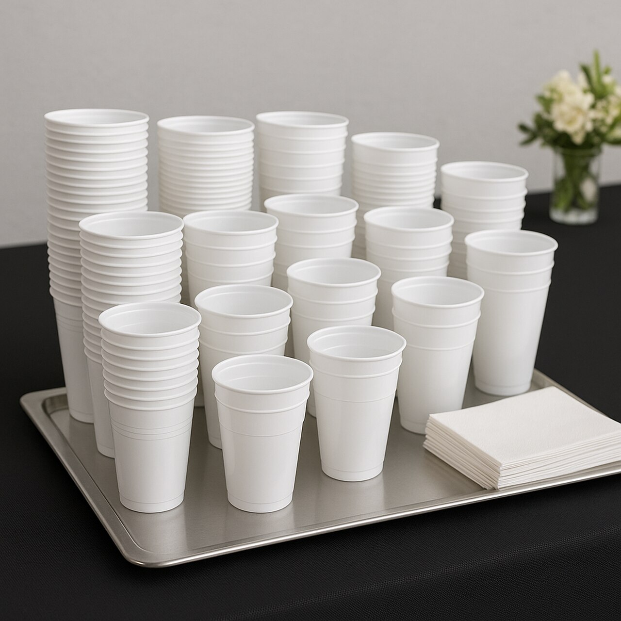 Copos brancos para buffet: elegância e padronização em eventos corporativos