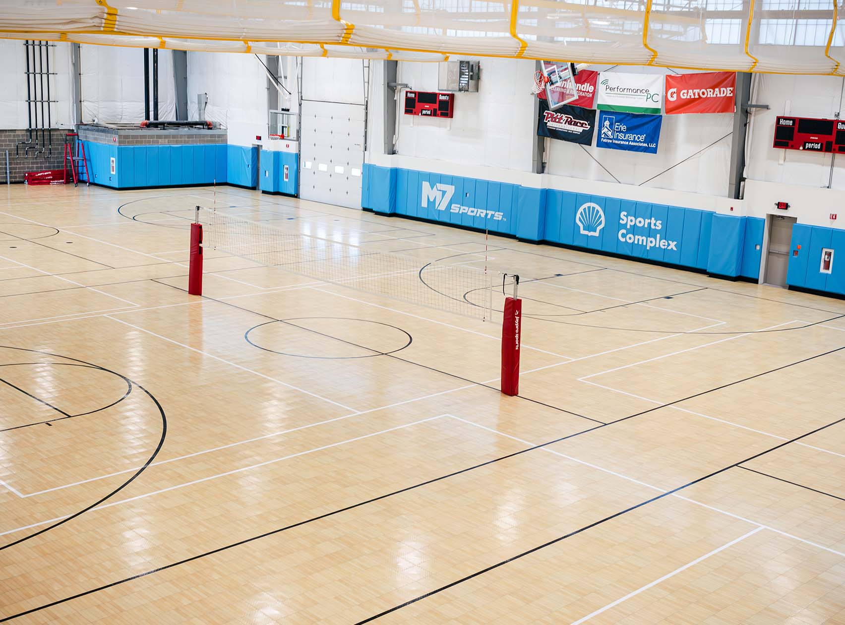 High angle of a basketball court
