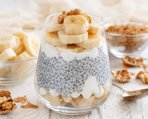 Diós-Banános Chia Pudding