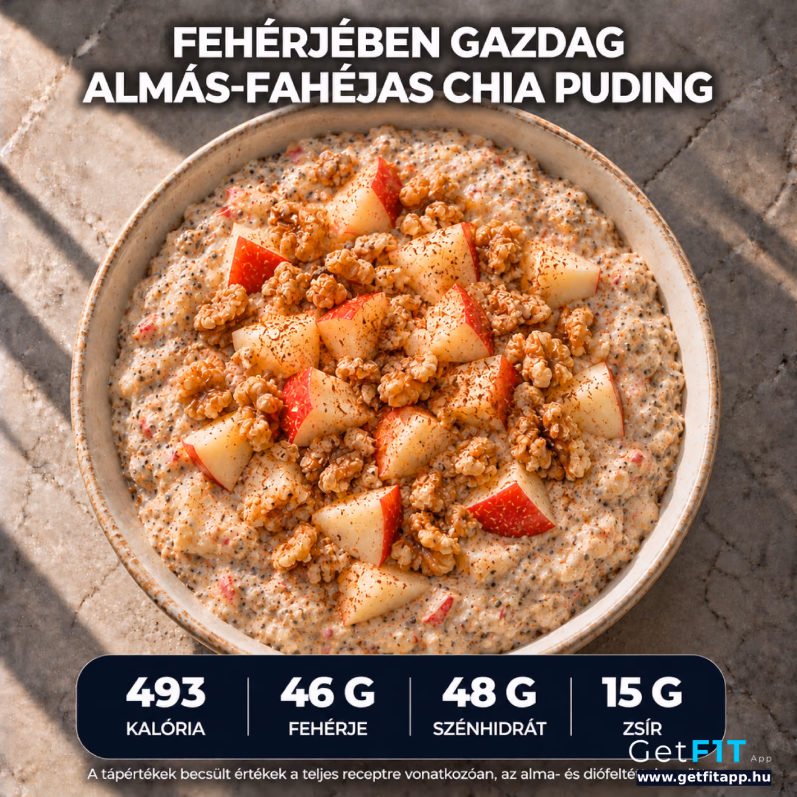 Almás-Fahéjas Chia Protein Puding