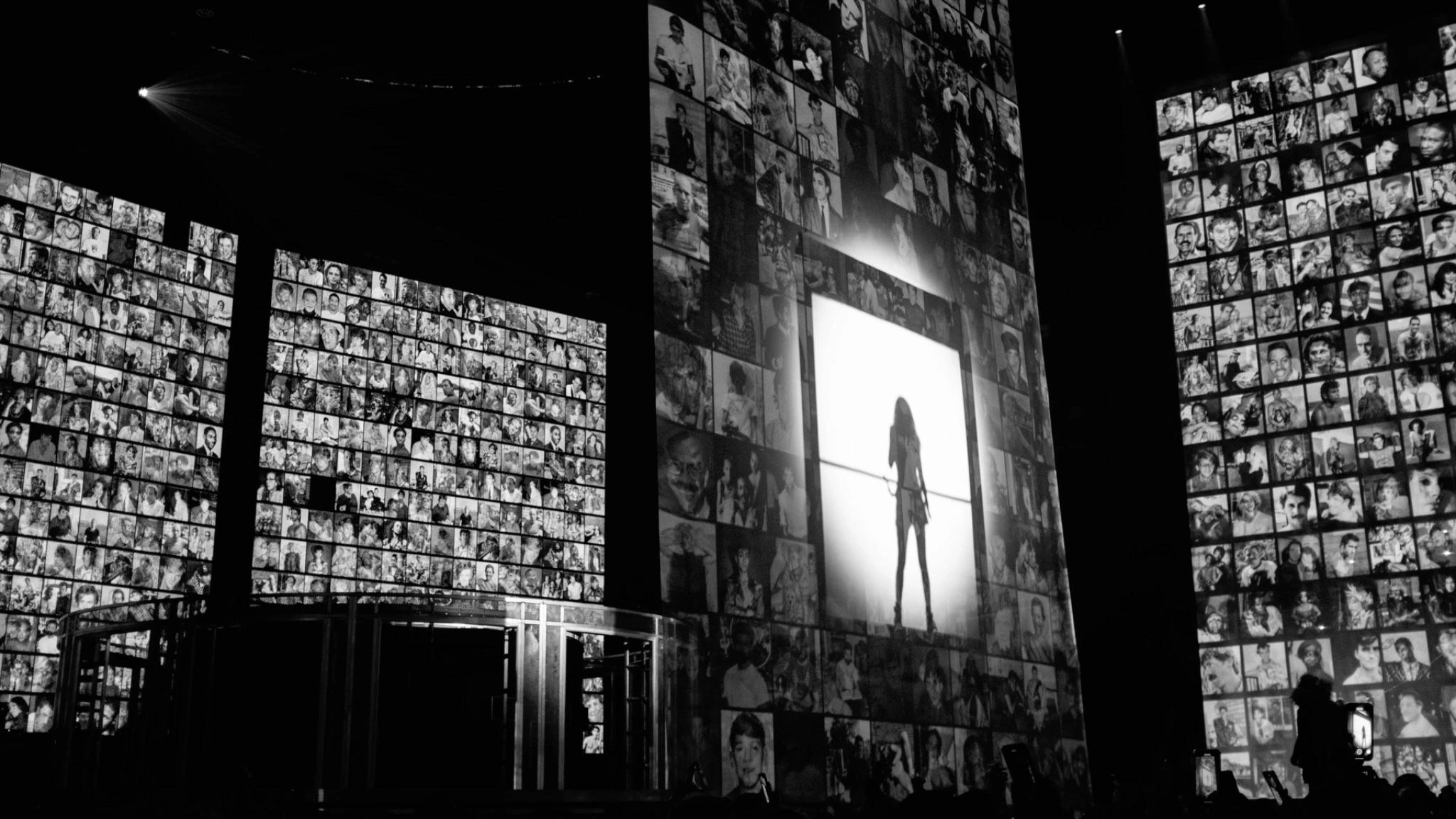 Live to Tell, The Celebration Tour: archival portraits on the stage screens.