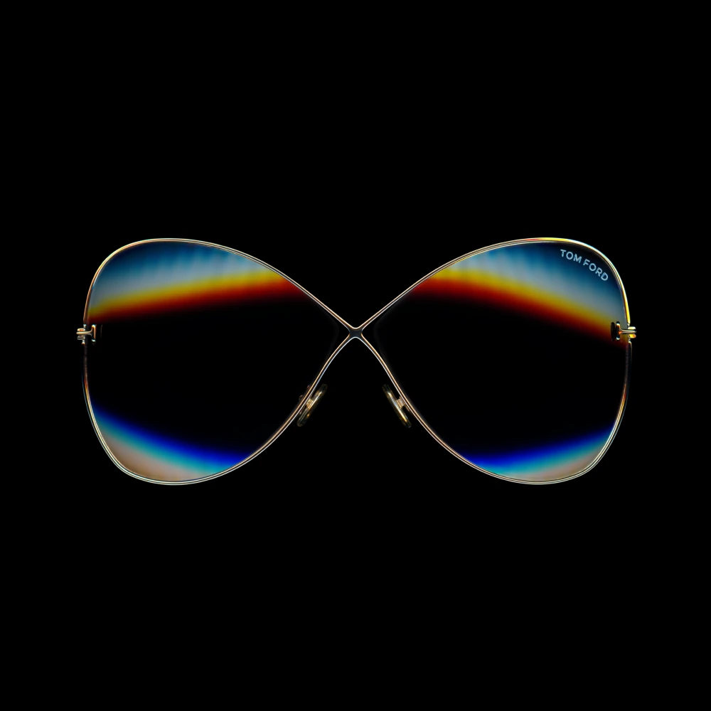 Tom Ford sunglasses with an infinity-shaped silhouette.