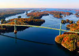 Aerial view of the thousand islands bridge
