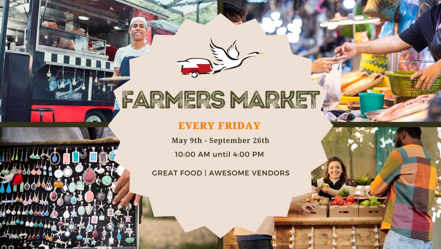 A bustling outdoor market with vendors selling fresh produce and handmade goods at Farmer's Market 2025.