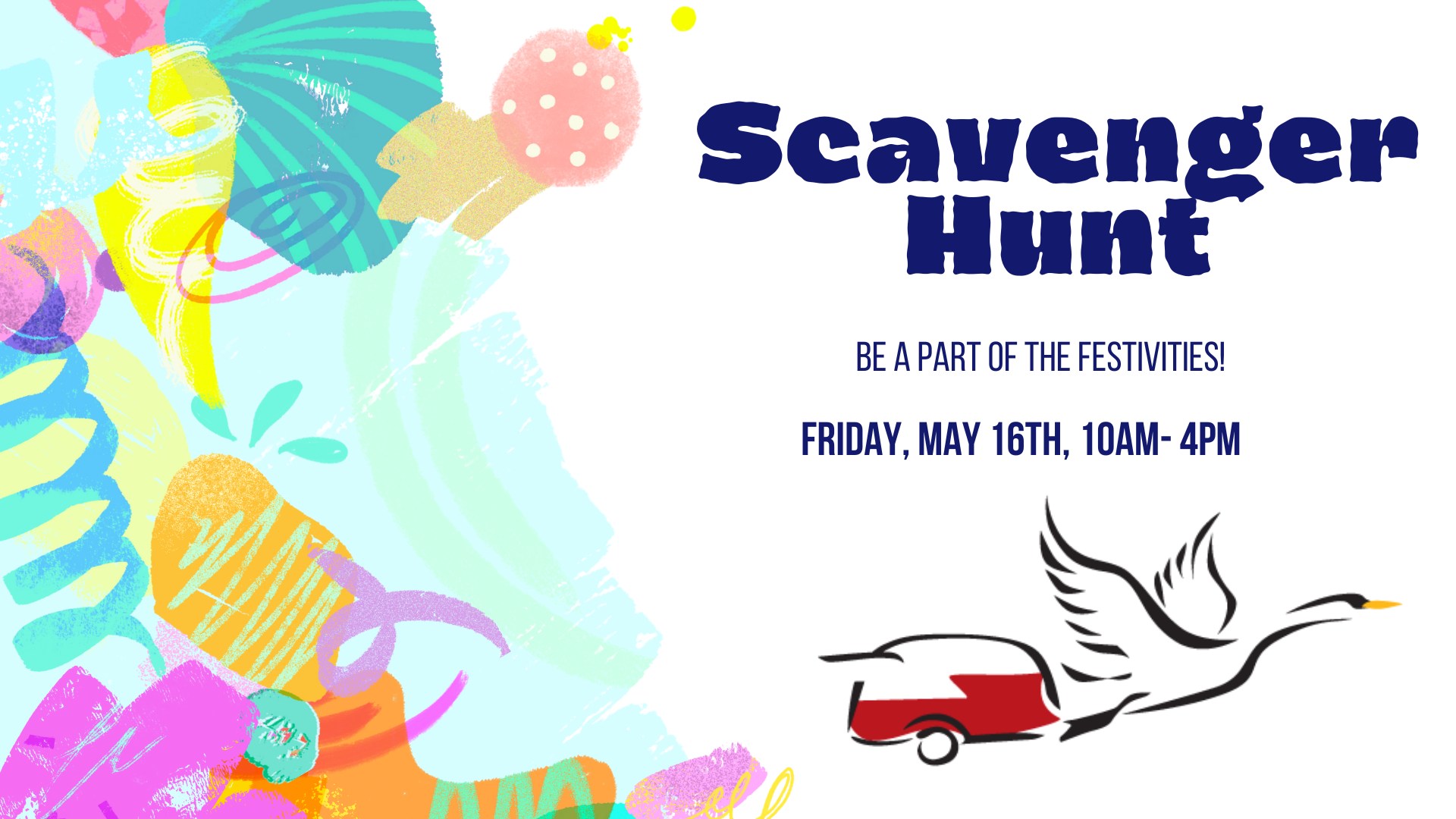 Scavenger Hunt 2025: A lively outdoor event scene with families and participants engaged in fun activities.