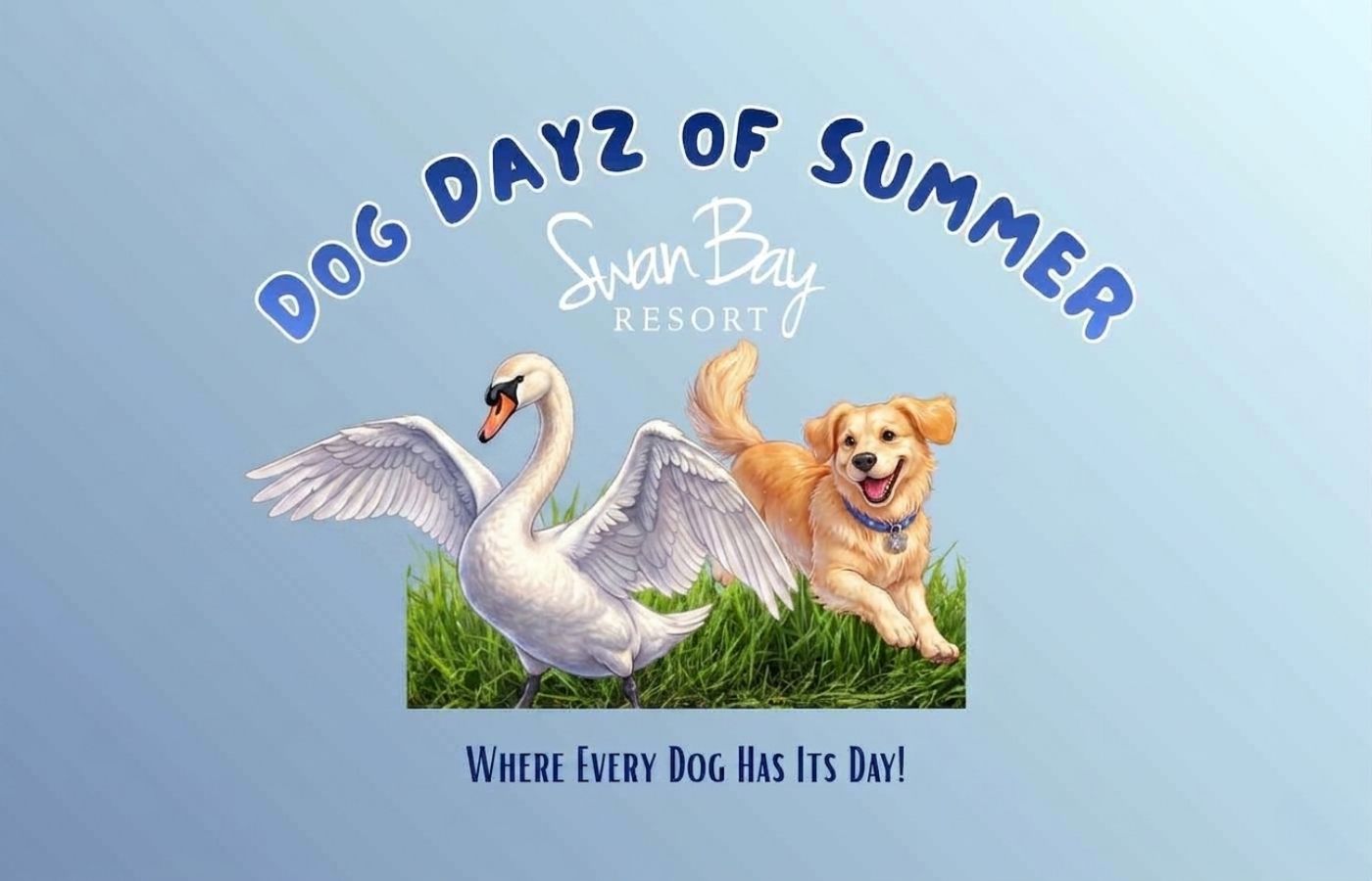 Dog parade and pet-friendly contests on the lawn at Swan Bay Resort's Dog Dayz of Summer event.