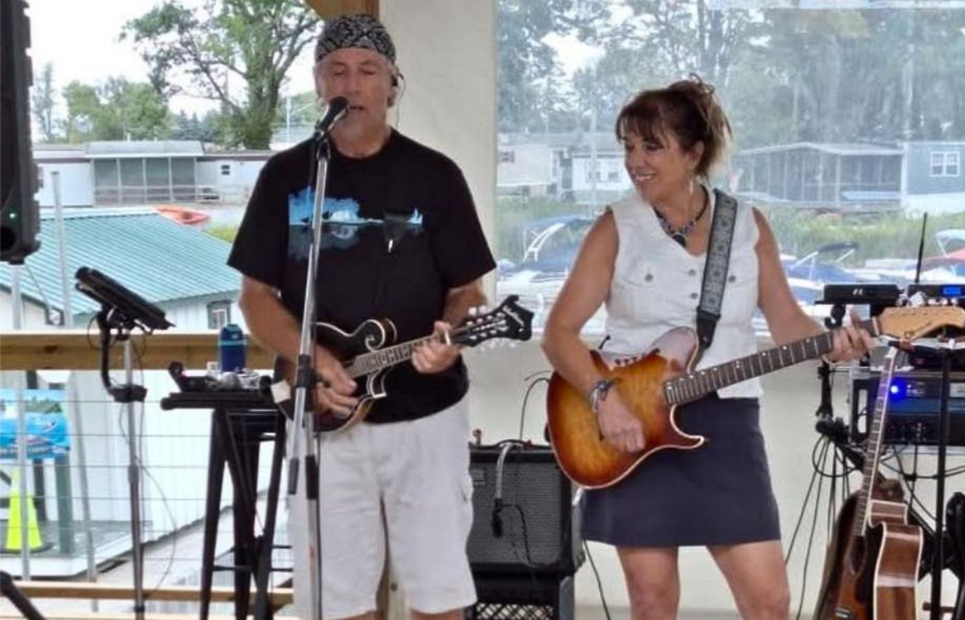 Live music performance by Second Nature at Swan Bay Resort's Tiki Bar.