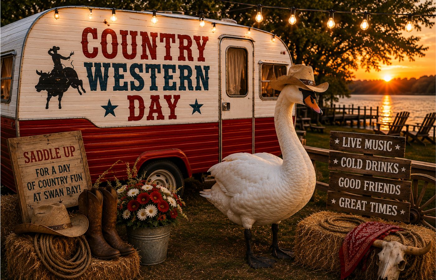 Country Western Swan Camping at Swan Bay on Country Western Day
