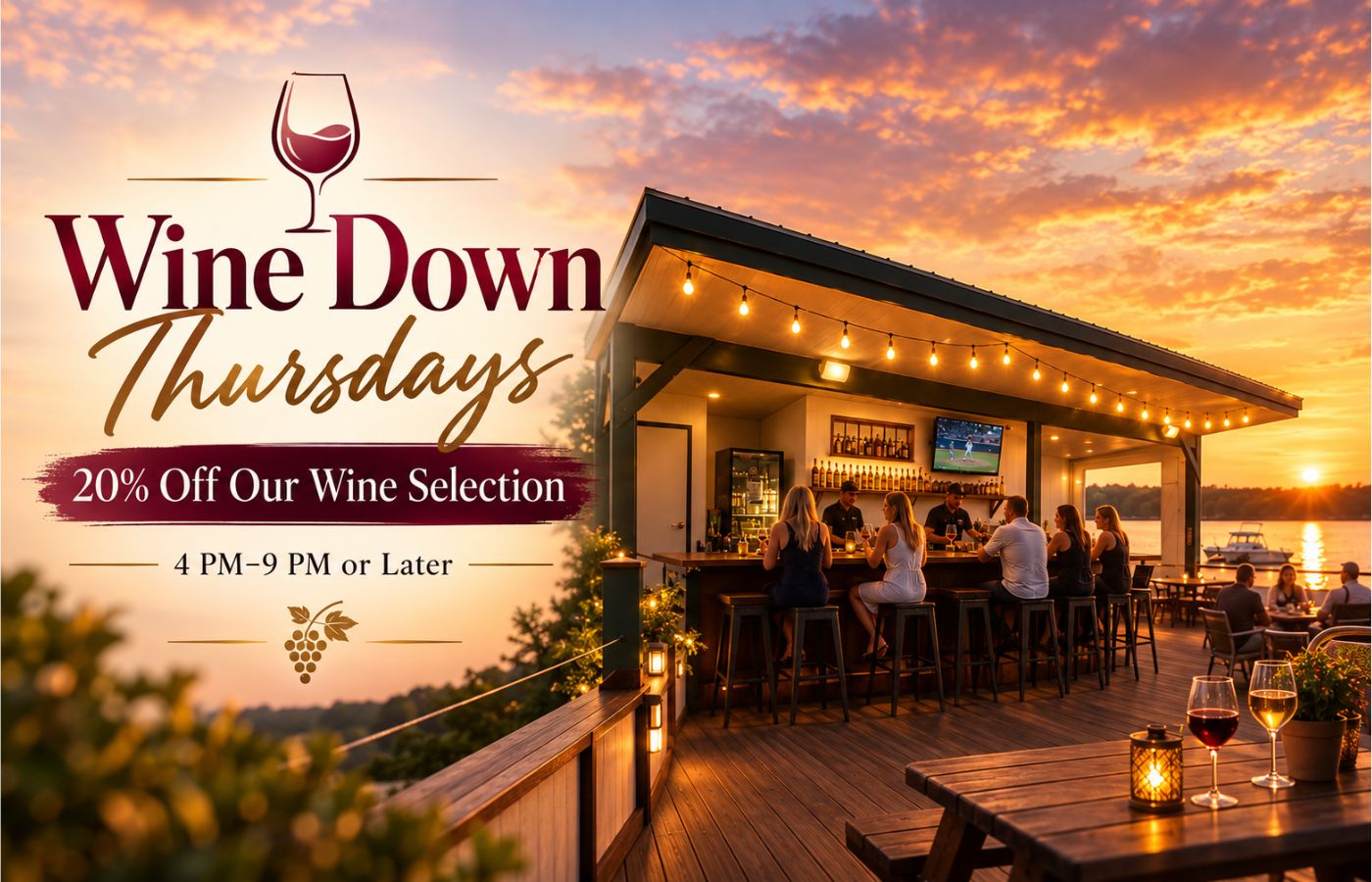 Sunset Lounge 20% off Wine for Wine Down Thursdays