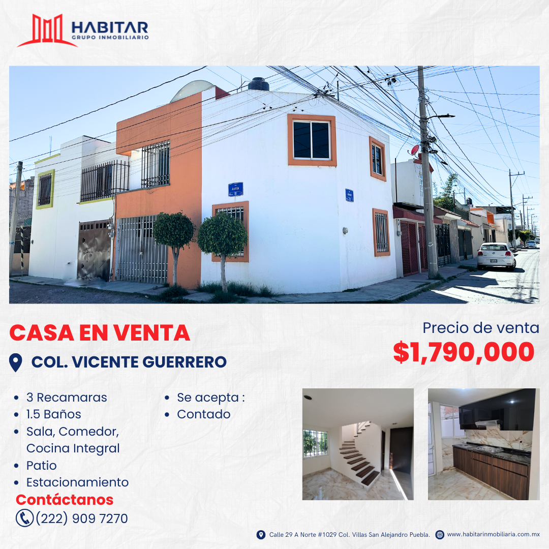 VENTA DE CASA EN COL. VICENTE GUERRERO CERCA DE SORIANA TORRECILLAS