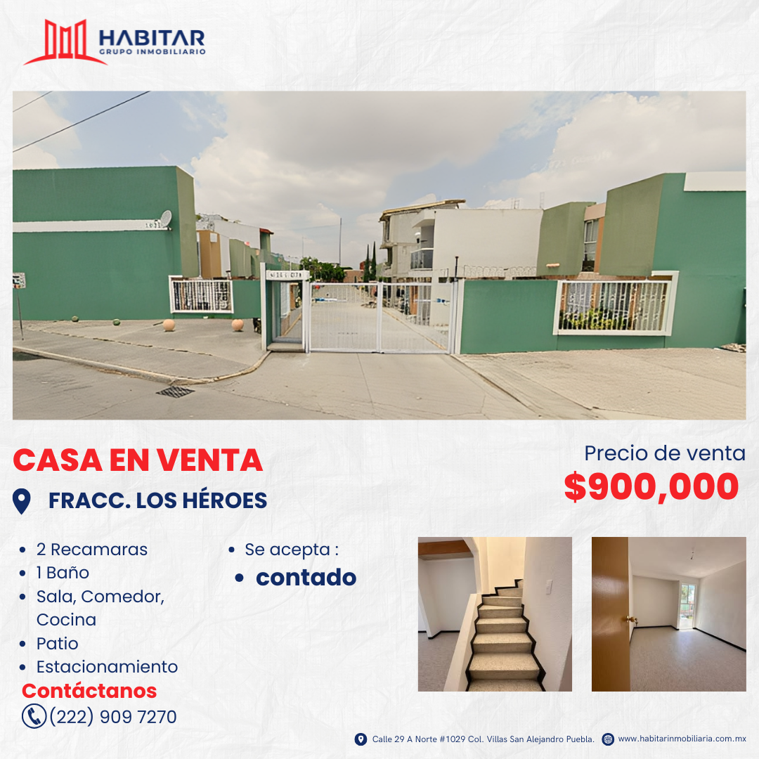 VENTA DE CASA EN FRACC. LOS HÉROES PUEBLA