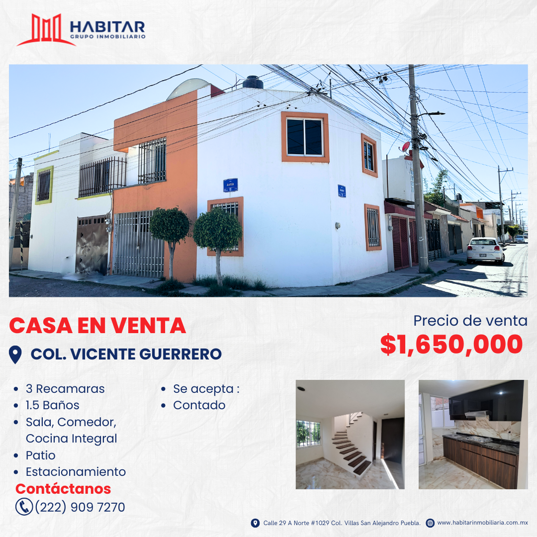V26: VENTA DE CASA EN COL. VICENTE GUERRERO CERCA DE SORIANA TORRECILLAS