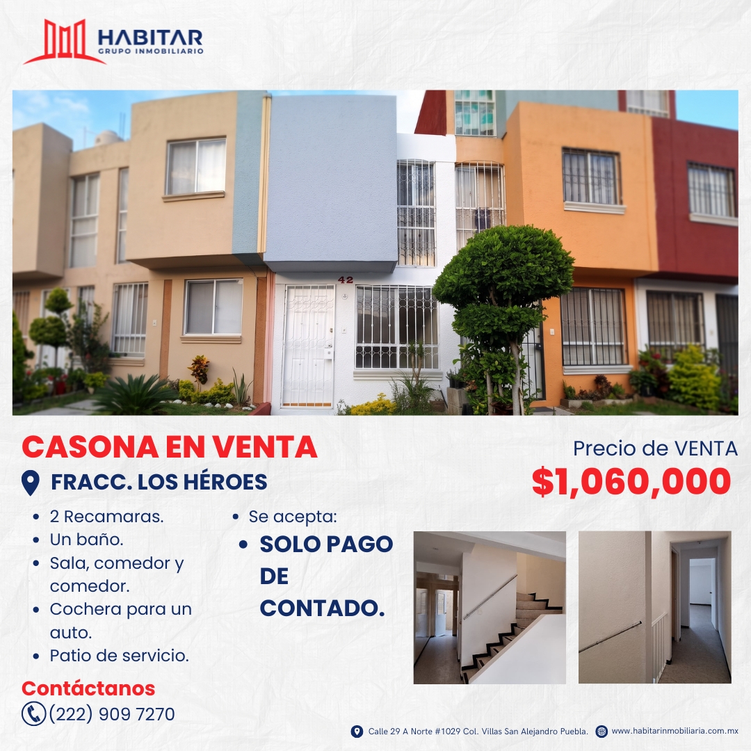 V55.- VENTA DE CASA – FRACC. LOS HÉROES PUEBLA