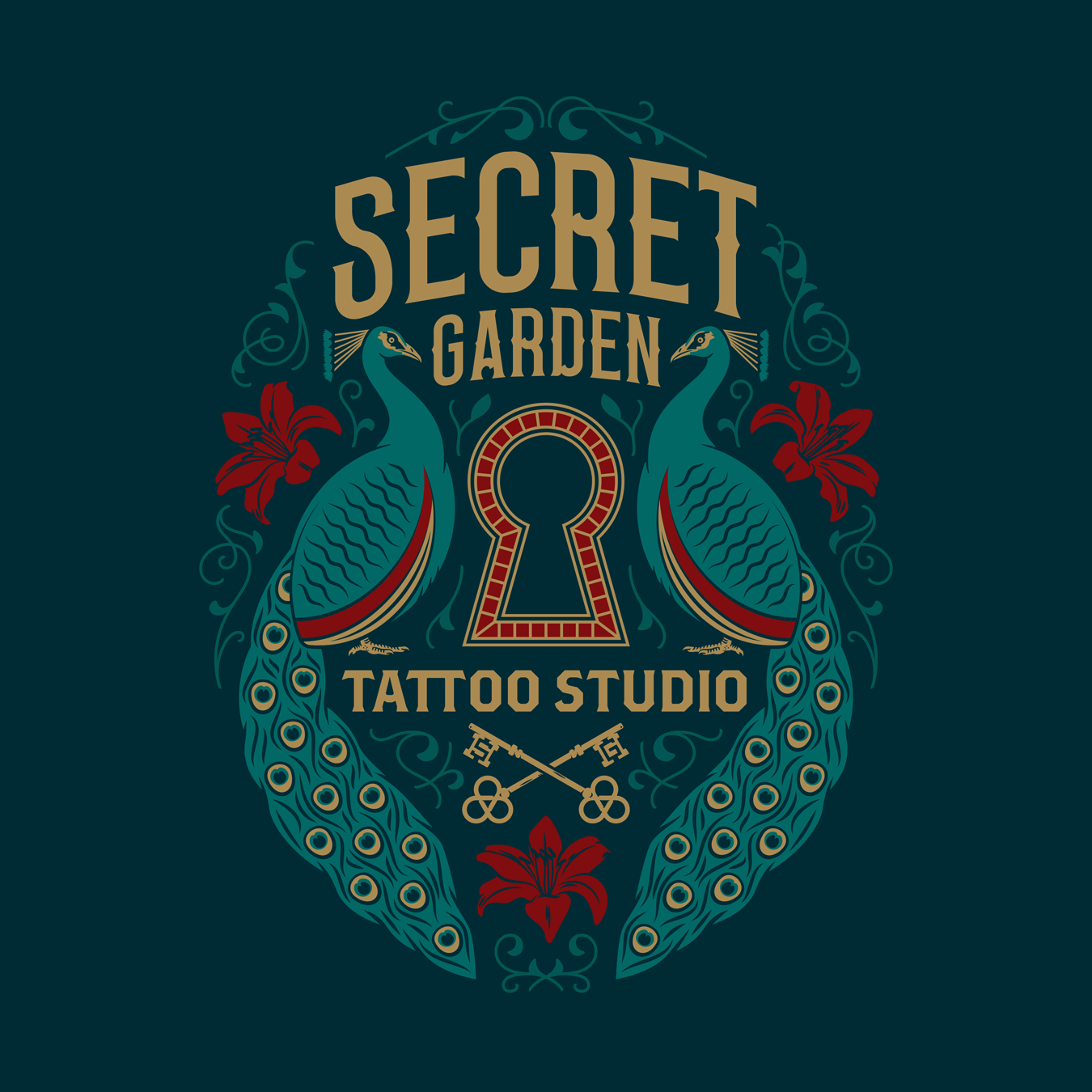 Secret Garden logo: Full colour version on dark background