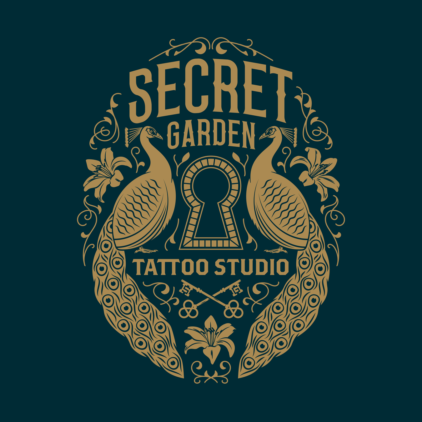 Secret Garden logo: One colour version on dark background