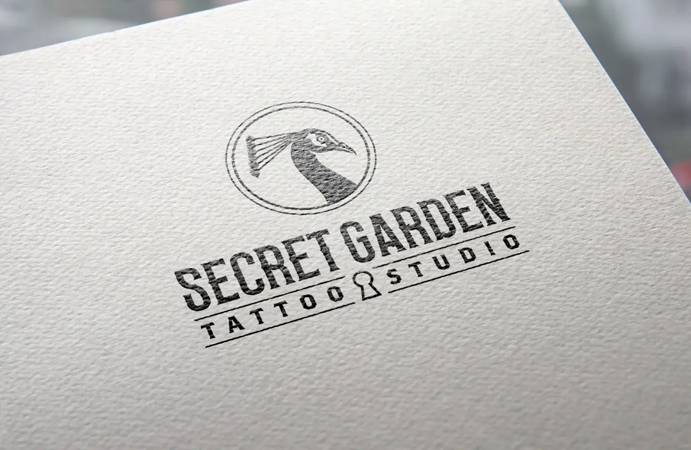 Example of Secret Garden logo applied as an ink stamp
