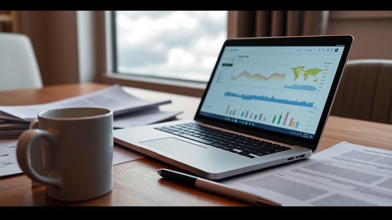 Laptop with climate data on a scientist's desk