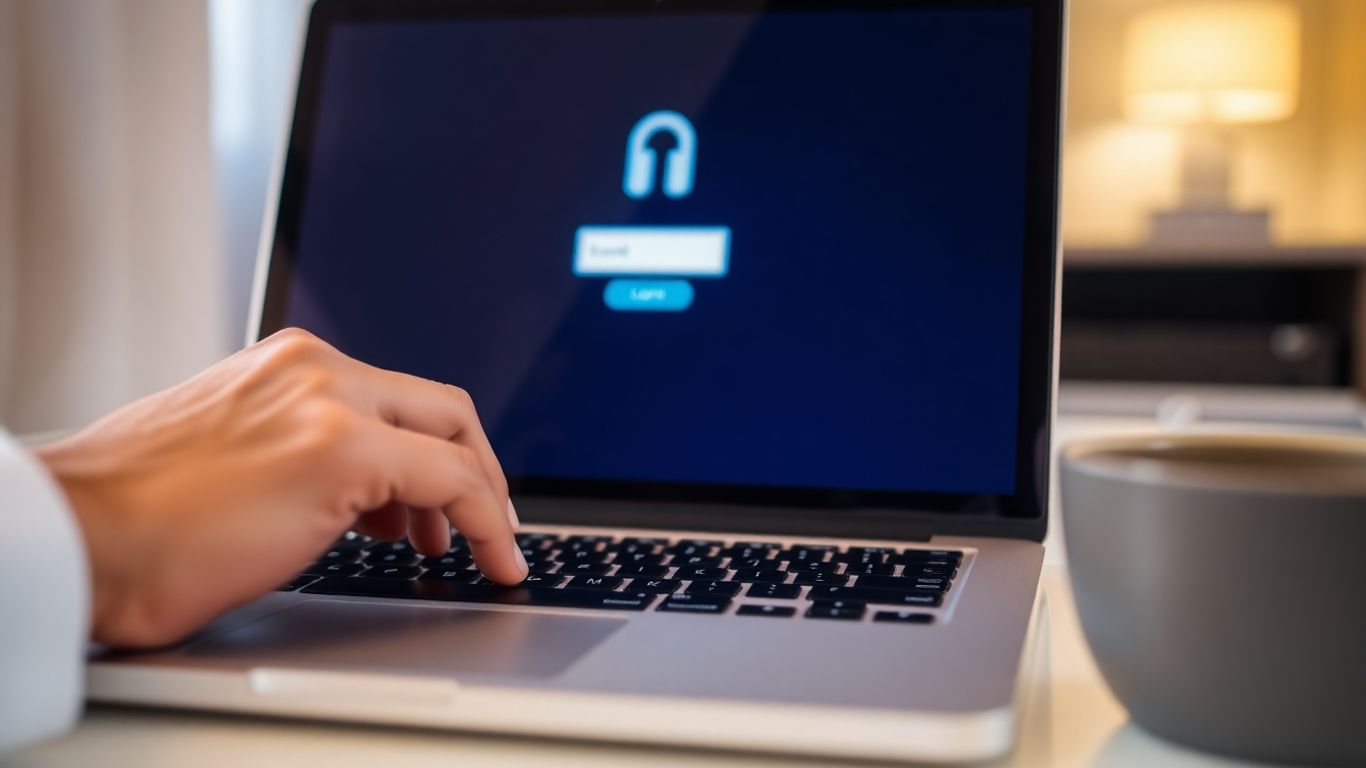 User accessing online account via laptop.