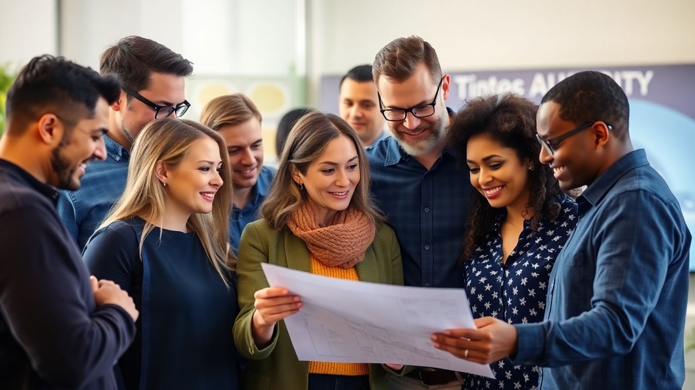 Diverse group collaborating on innovative solutions.