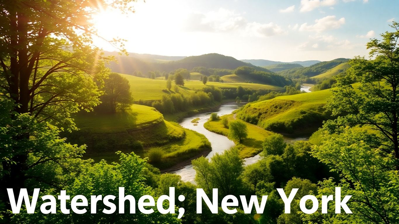 New York watershed with flowing river and green hills.