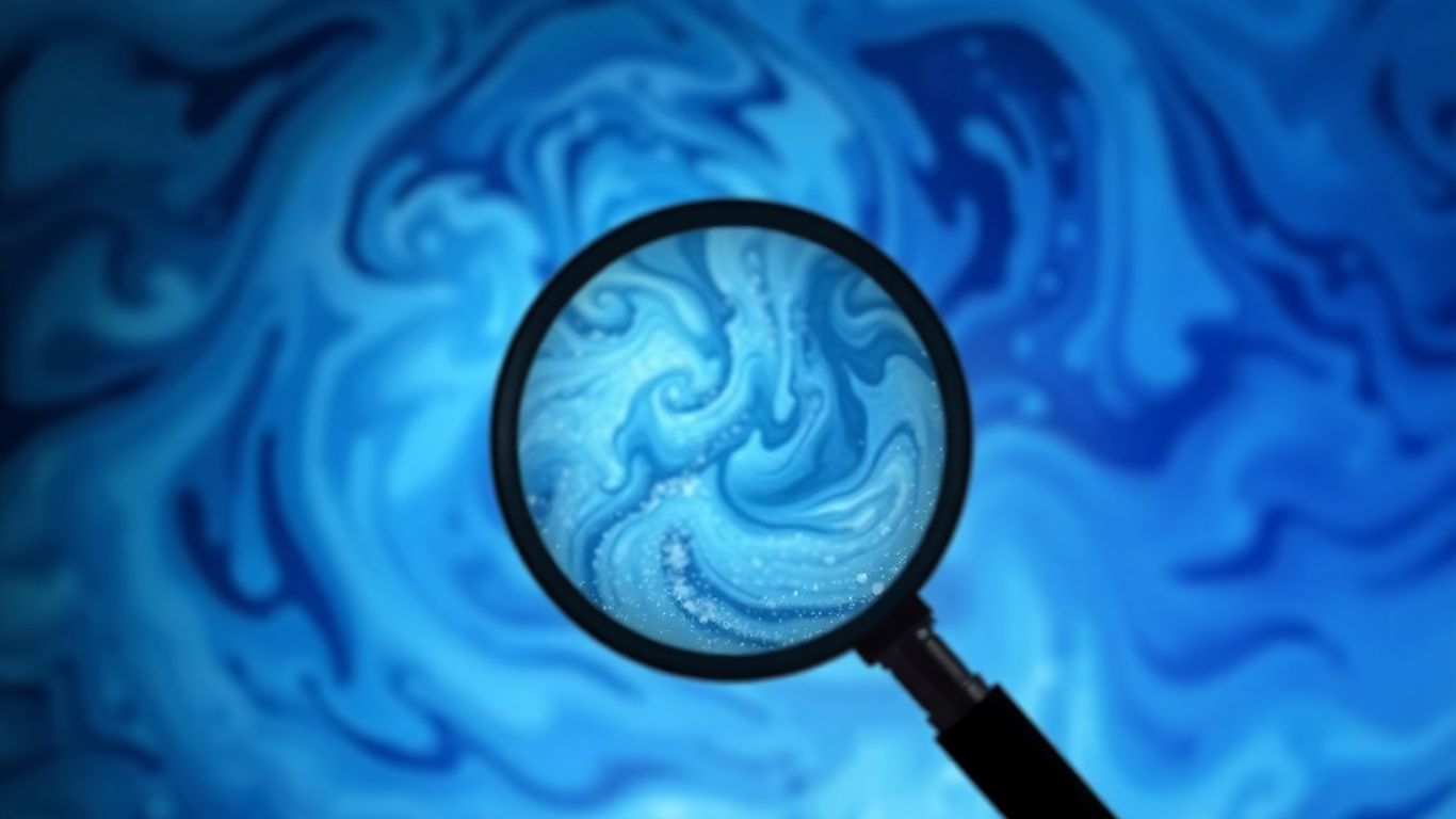 Magnifying glass over climate data visualization.