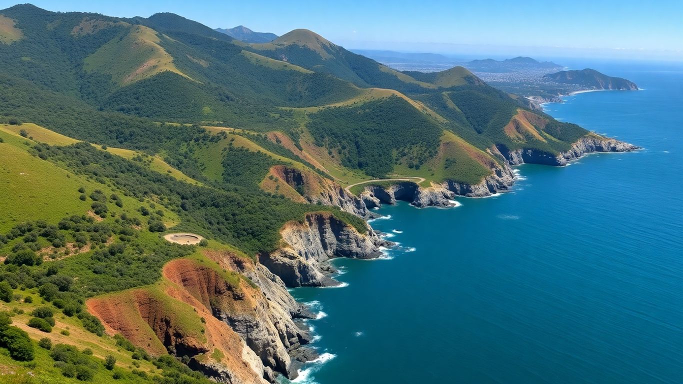 San Francisco watershed hills meeting the bay waters.