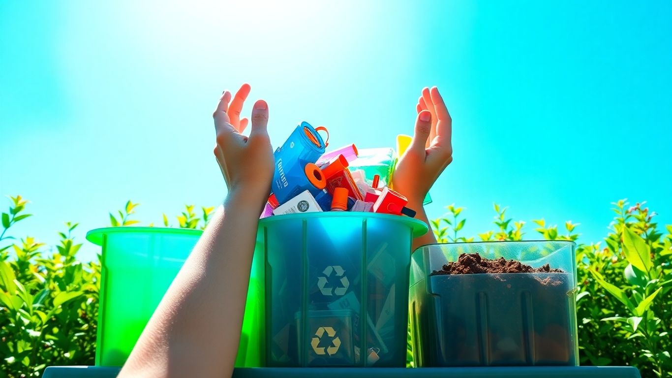 Hands sorting items for a sustainable lifestyle.