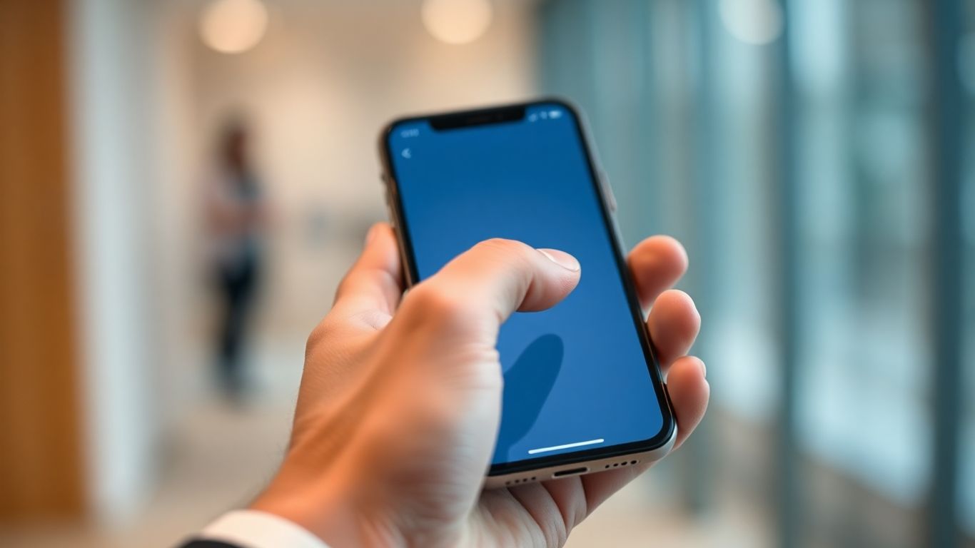 User accessing account on smartphone screen.