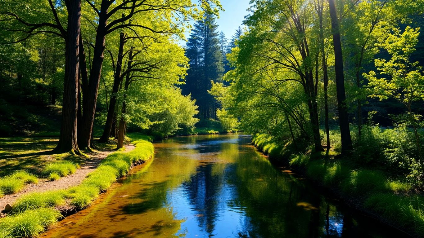 San Francisquito Creek winding through a green watershed.