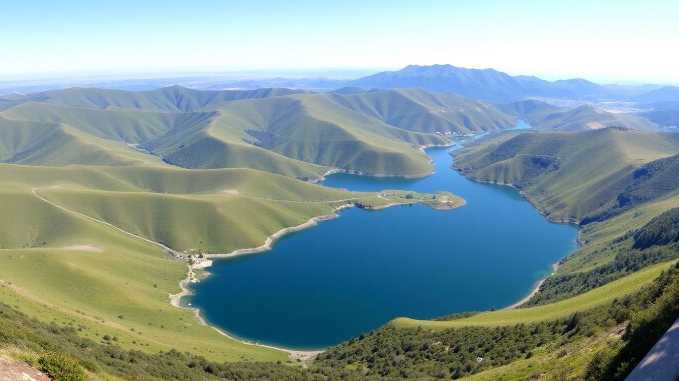San Francisco Watershed landscape with reservoir and hills.