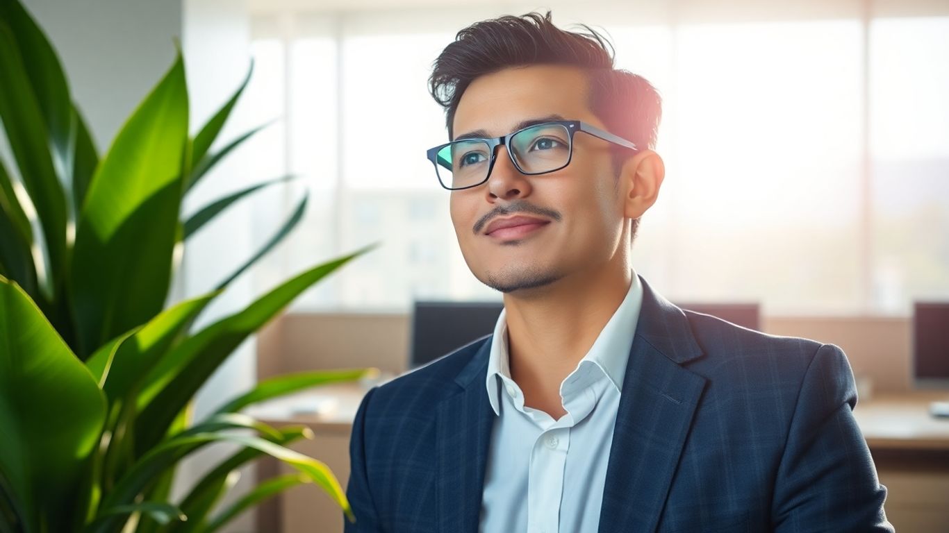 Business leader looking towards a bright future.