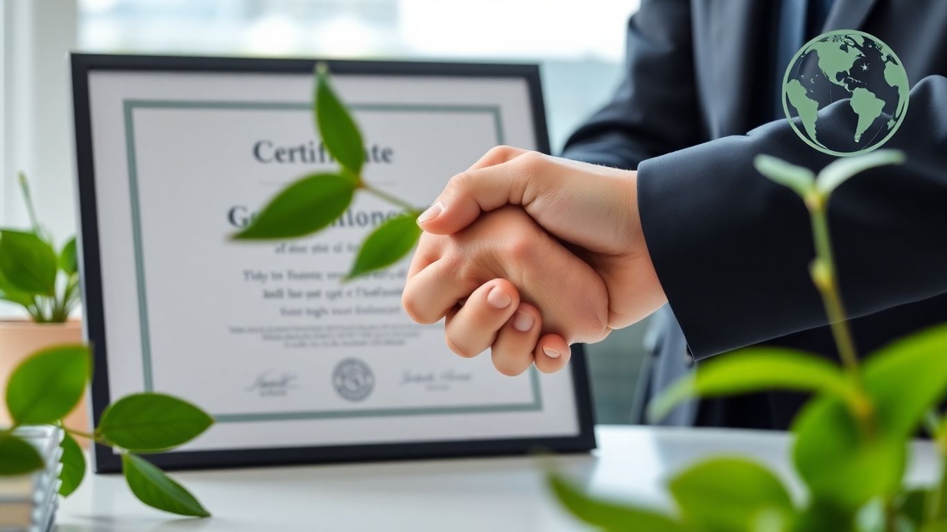 Certificate of ISO 14064 greenhouse gas management certification.