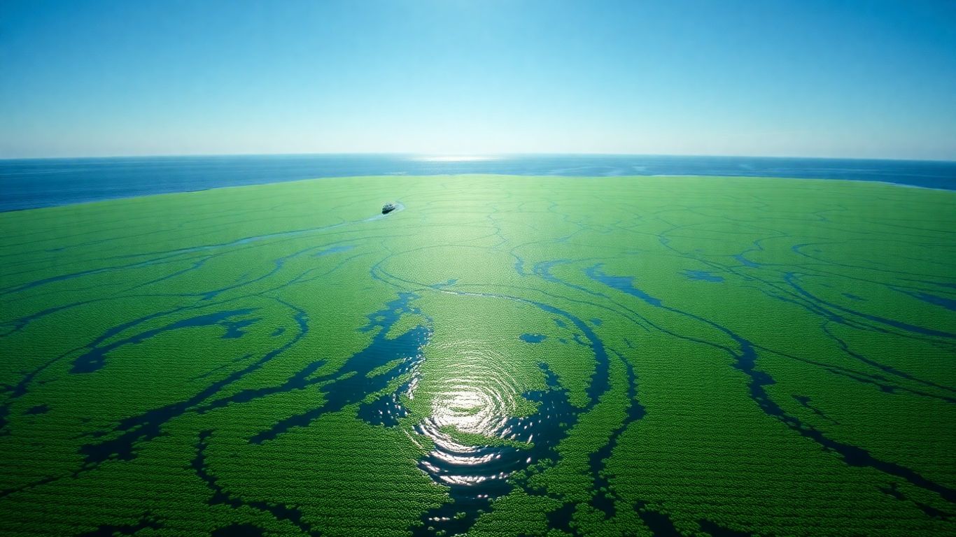 Ocean algae farm for carbon capture.