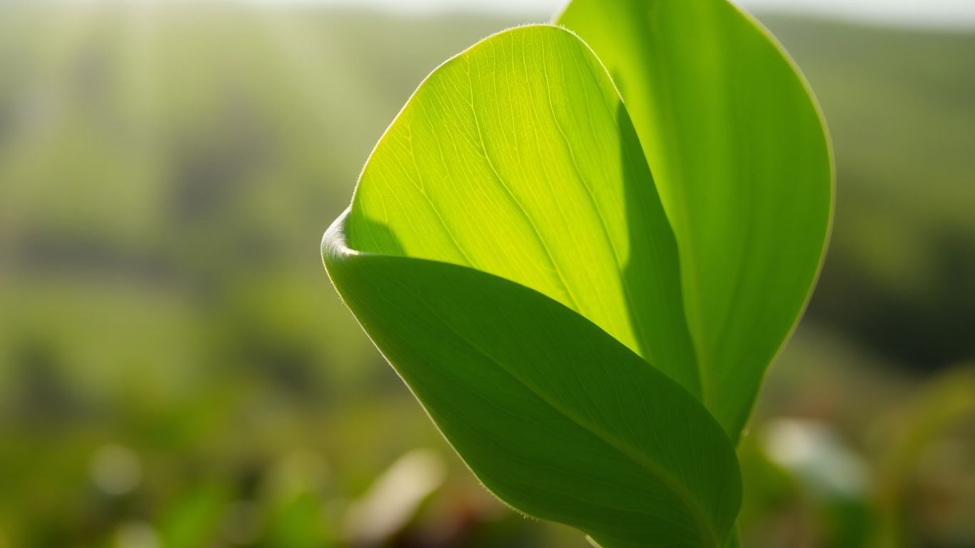 Green leaf unfurling, symbolizing sustainability and growth.