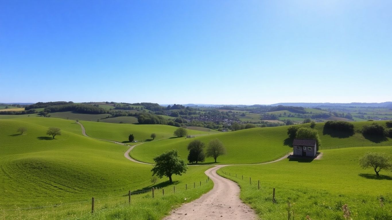 North Yorkshire landscape with green hills and a path.