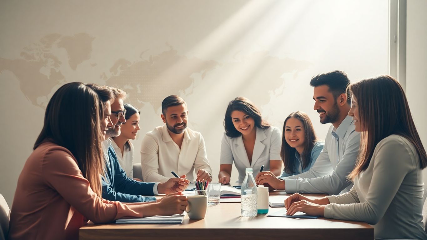 People collaborating on social responsibility standards