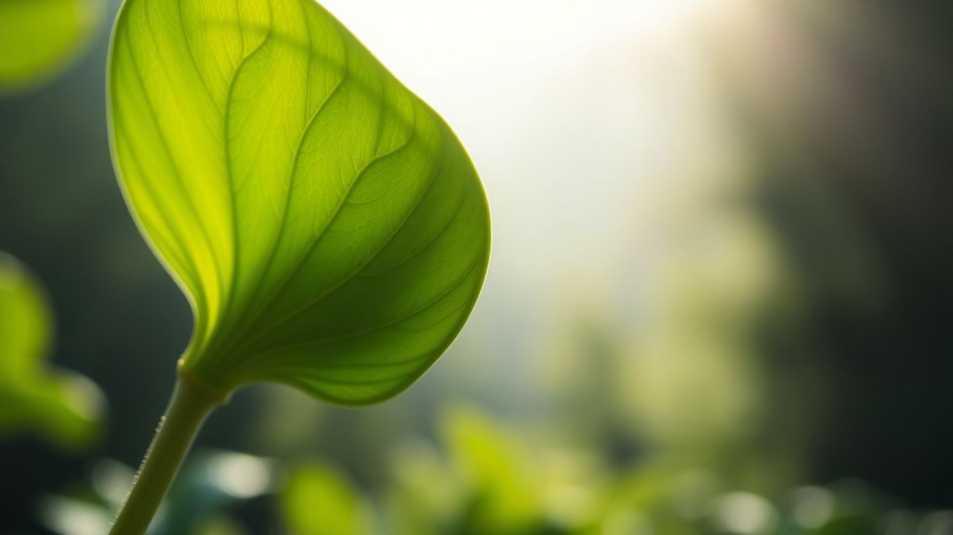 Green leaf unfurling, symbolizing sustainability and growth.