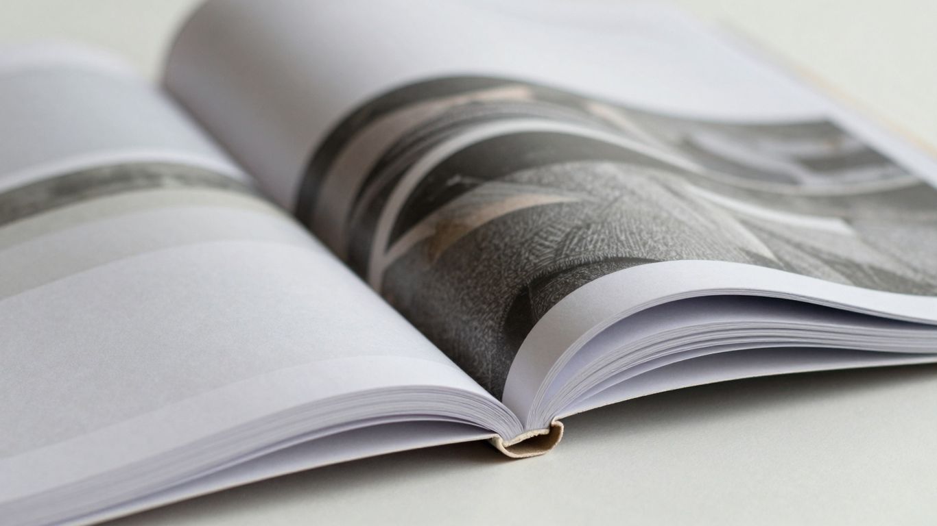 Journal pages with abstract patterns and light refractions.