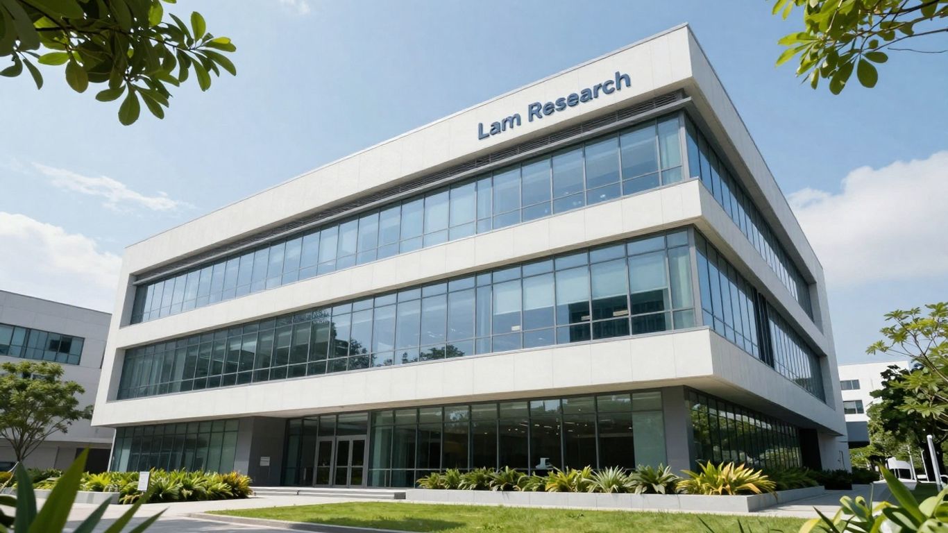Lam Research corporate headquarters exterior with surrounding greenery.