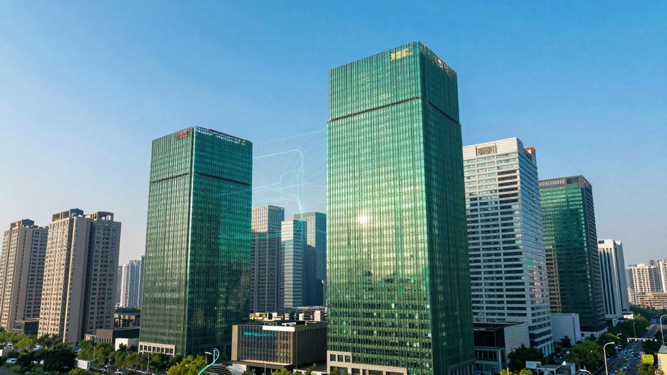 Sustainable cityscape with data streams