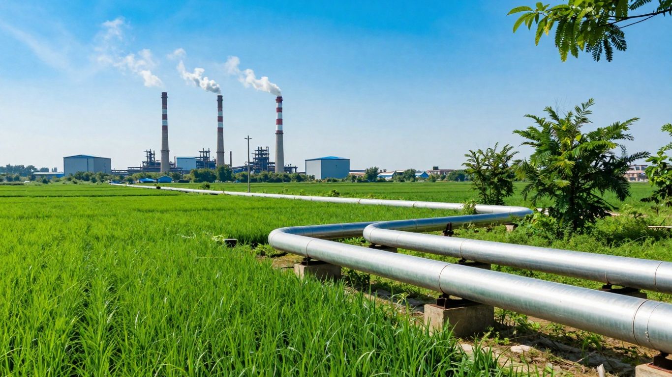 Sustainable energy pipeline connecting industry to nature.