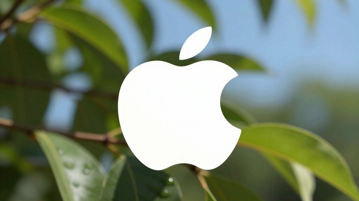 Apple logo with nature background